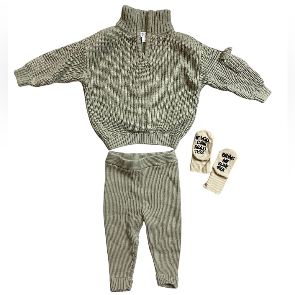 Baby Boy Sweater Set with socks 6-9mo